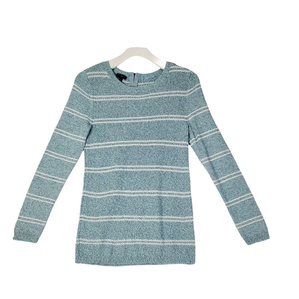 Talbots Light Blue Striped Knit Sweater Womens Size SP‎ Long Sleeve Crewneck